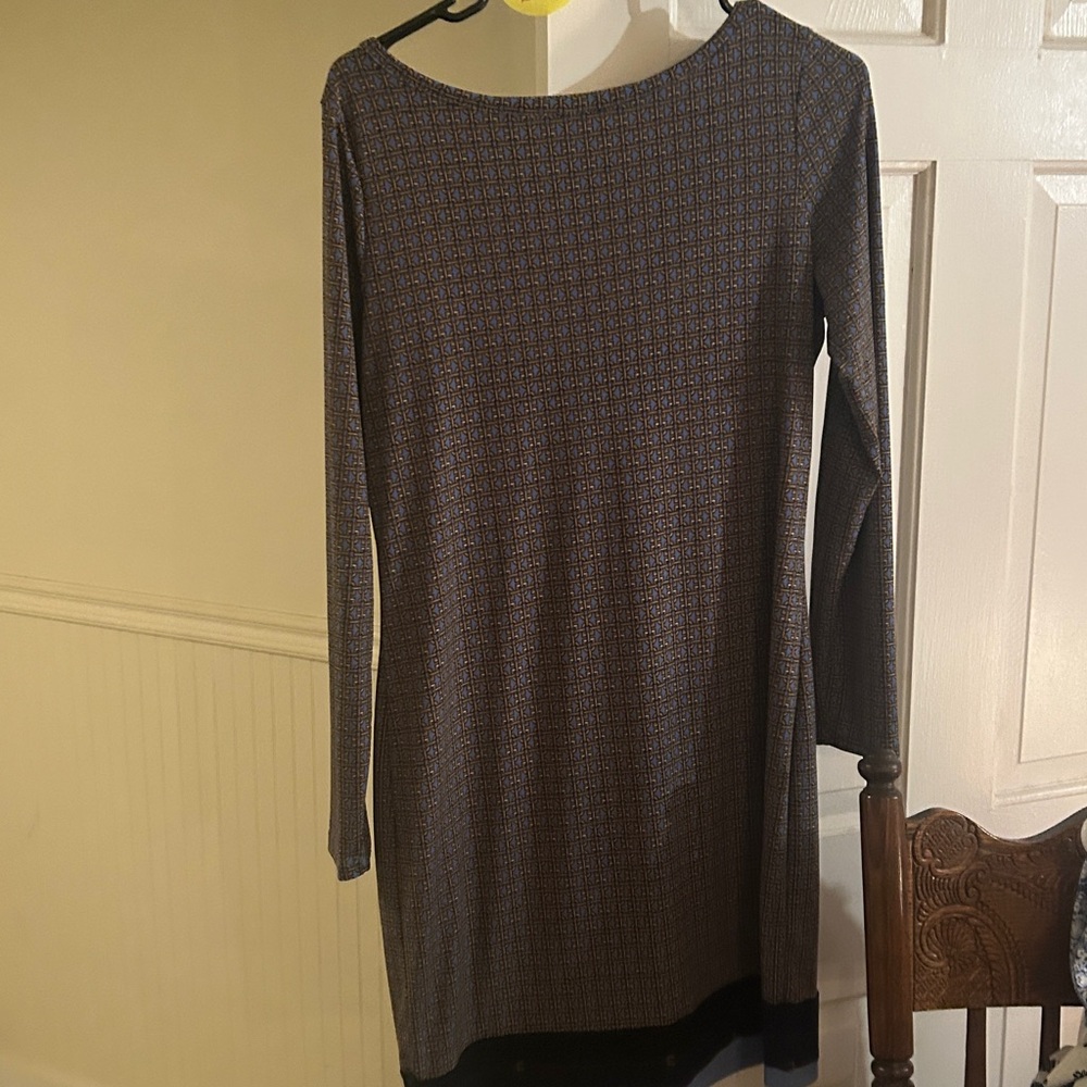 Michael Kors Blue and Gold Patterned Dress size women medium